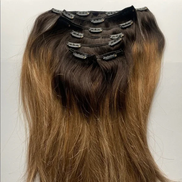 Double Weft Clip in Remy Human Hair Extensions Color #2/6/18 14 Inch 120g 7pcs - Picture 2 of 13